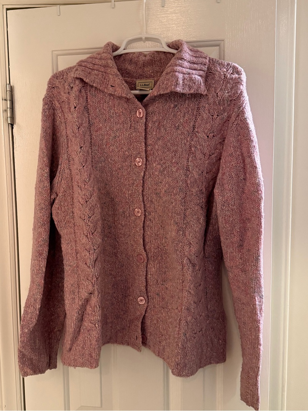 LL Bean Women’s Pink Shawl Collar Sweater